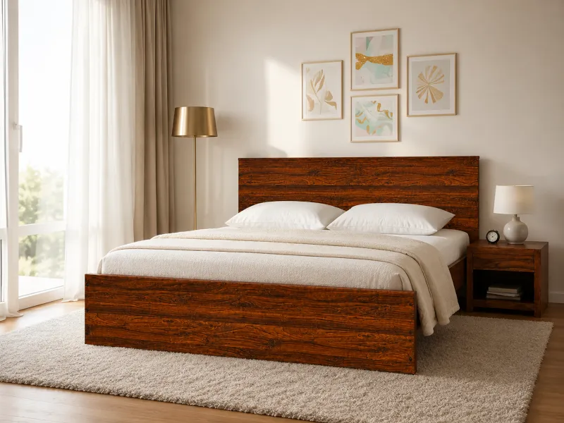 Rio Engineered Wood King Bed with Storage With Belle bedside table